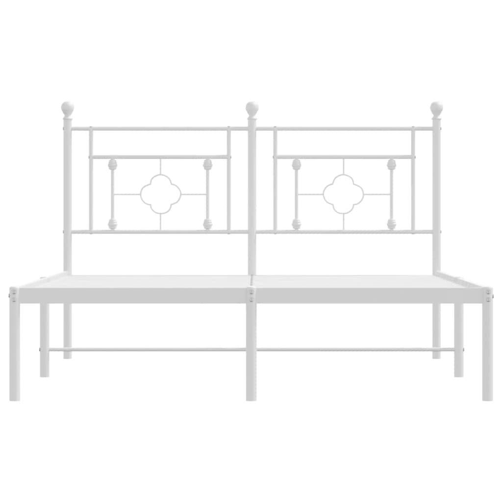Metal Bed Frame without Mattress with Headboard White 135x190cm
