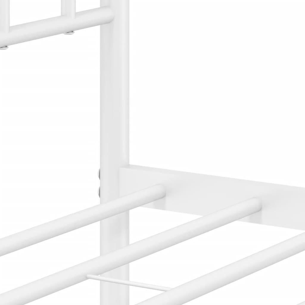 Metal Bed Frame without Mattress with Headboard White 135x190cm