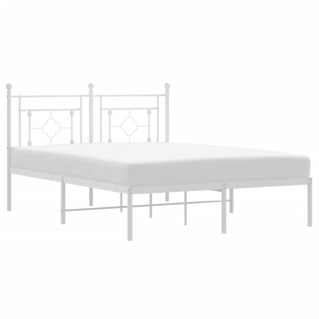 Metal Bed Frame without Mattress with Headboard White 140x200cm