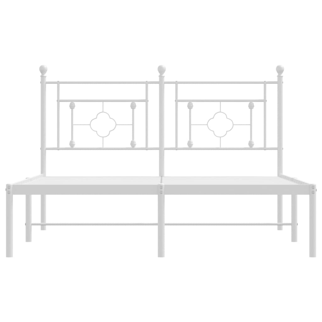 Metal Bed Frame without Mattress with Headboard White 140x200cm