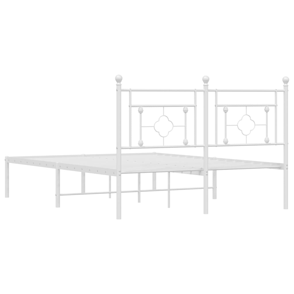 Metal Bed Frame without Mattress with Headboard White 140x200cm