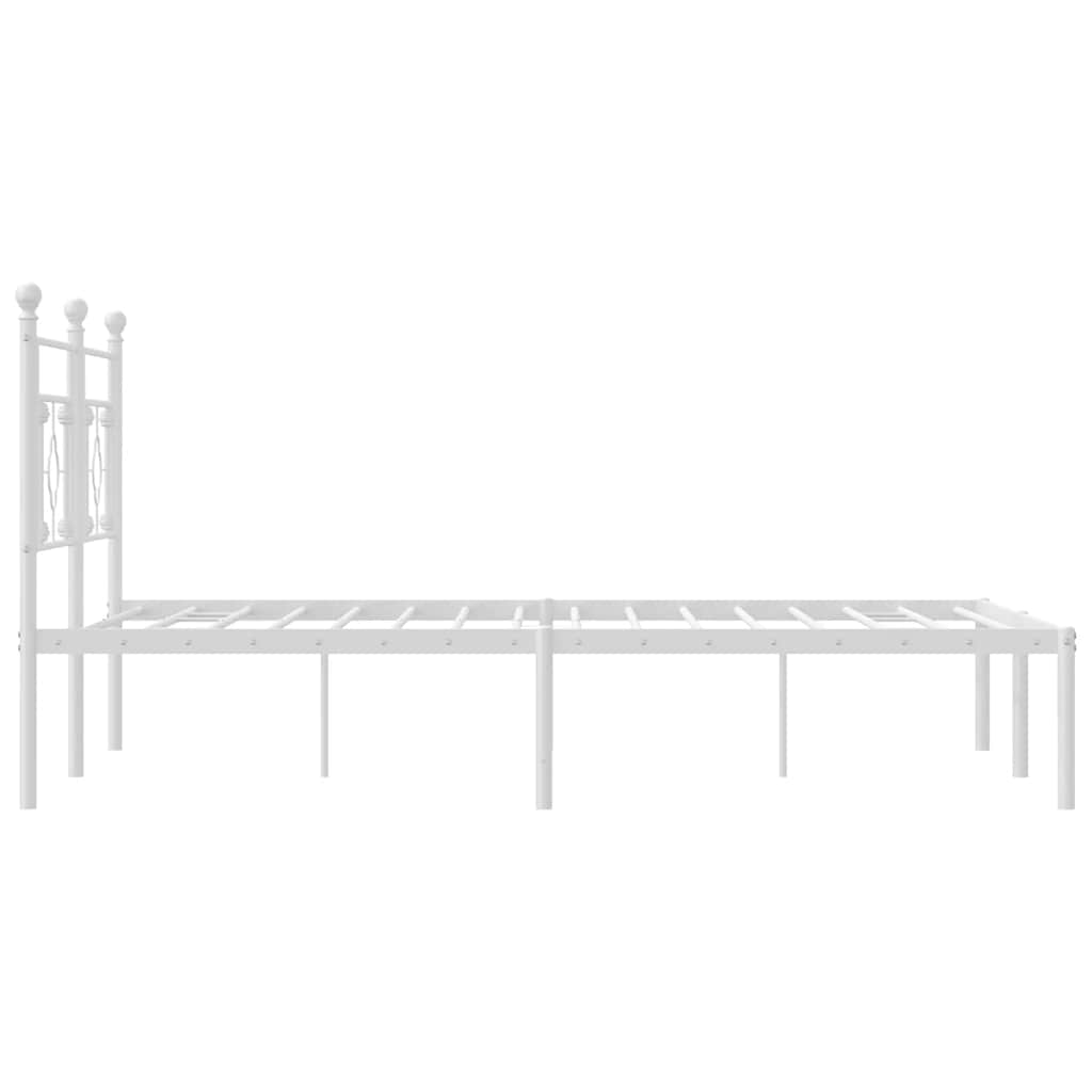 Metal Bed Frame without Mattress with Headboard White 150x200cm