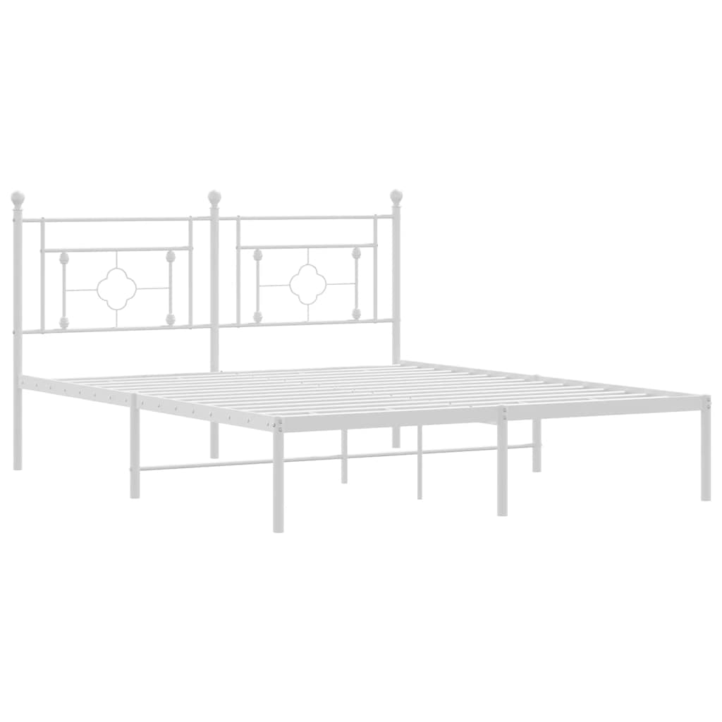 Metal Bed Frame without Mattress with Headboard White 160x200cm