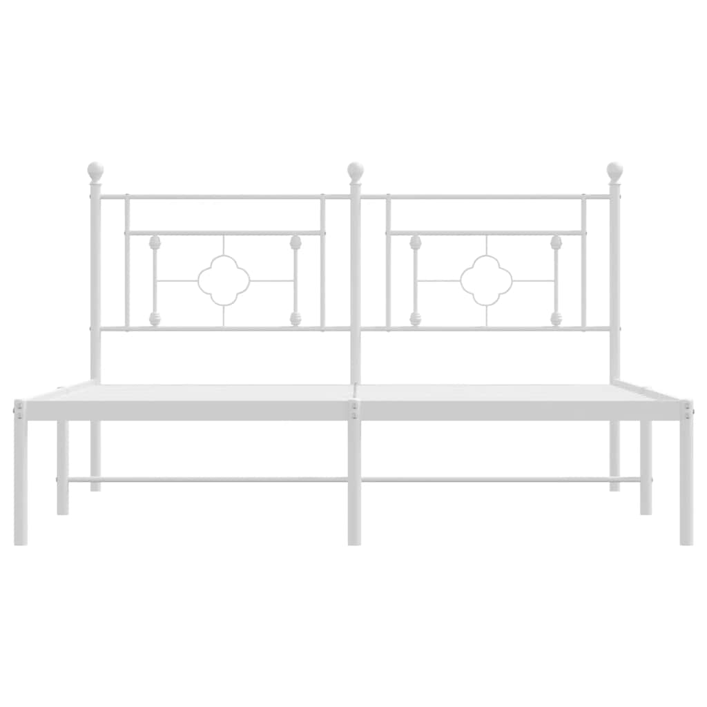 Metal Bed Frame without Mattress with Headboard White 160x200cm