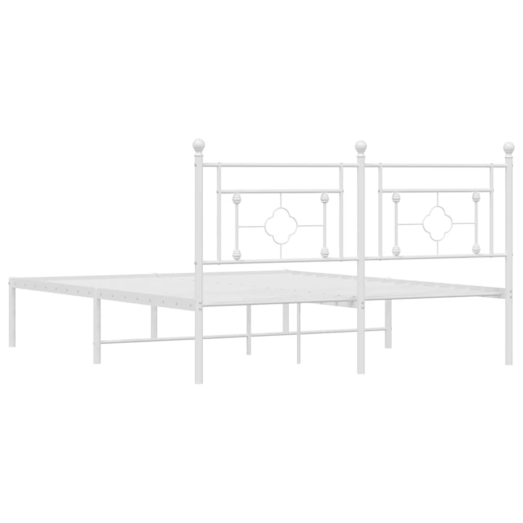 Metal Bed Frame without Mattress with Headboard White 160x200cm
