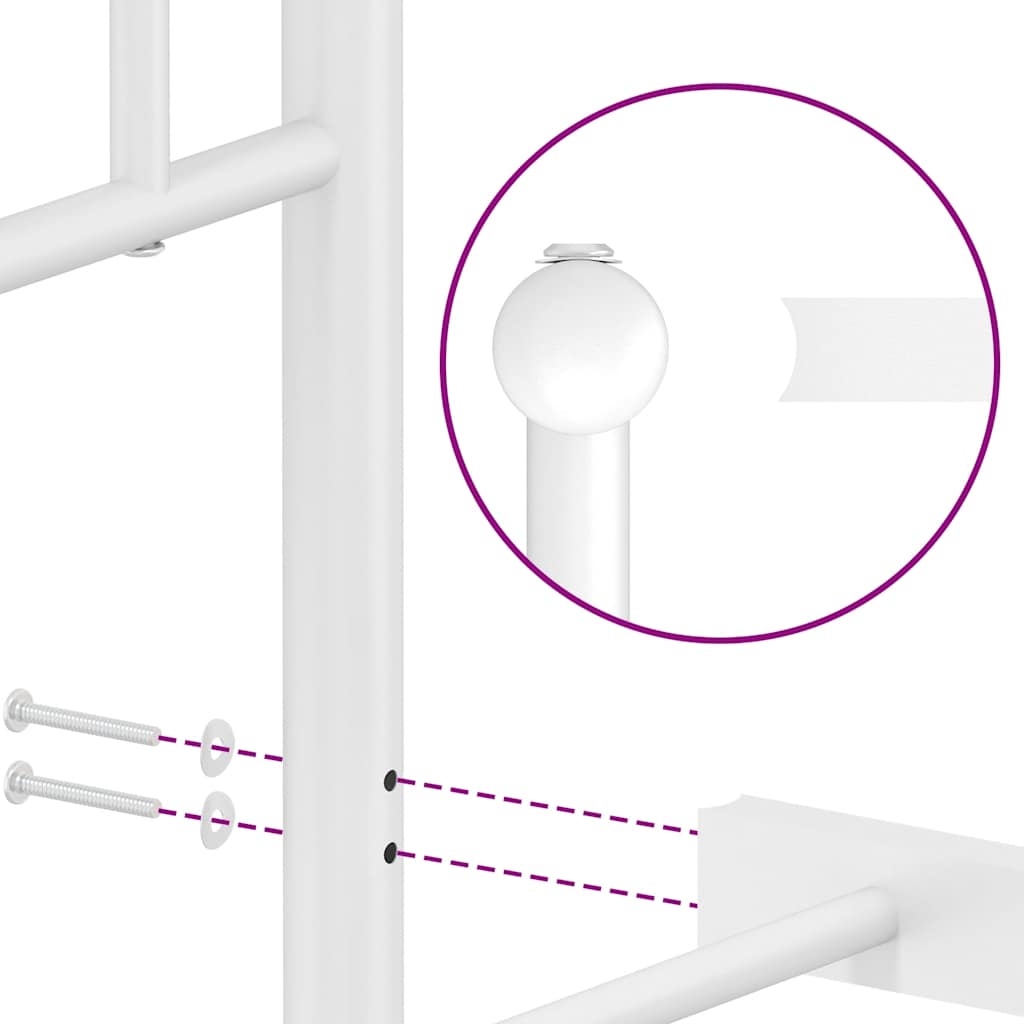 Metal Bed Frame without Mattress with Headboard White 160x200cm