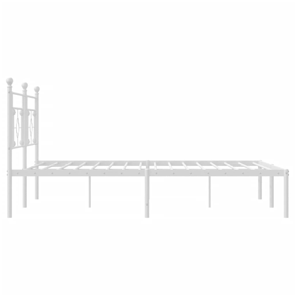 Metal Bed Frame without Mattress with Headboard White 180x200cm