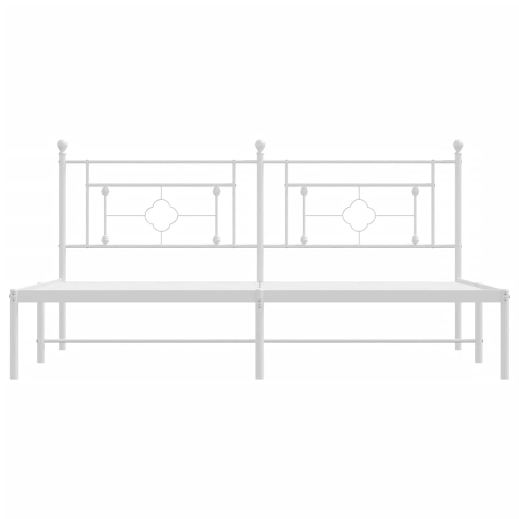 Metal Bed Frame without Mattress with Headboard White 183x213cm