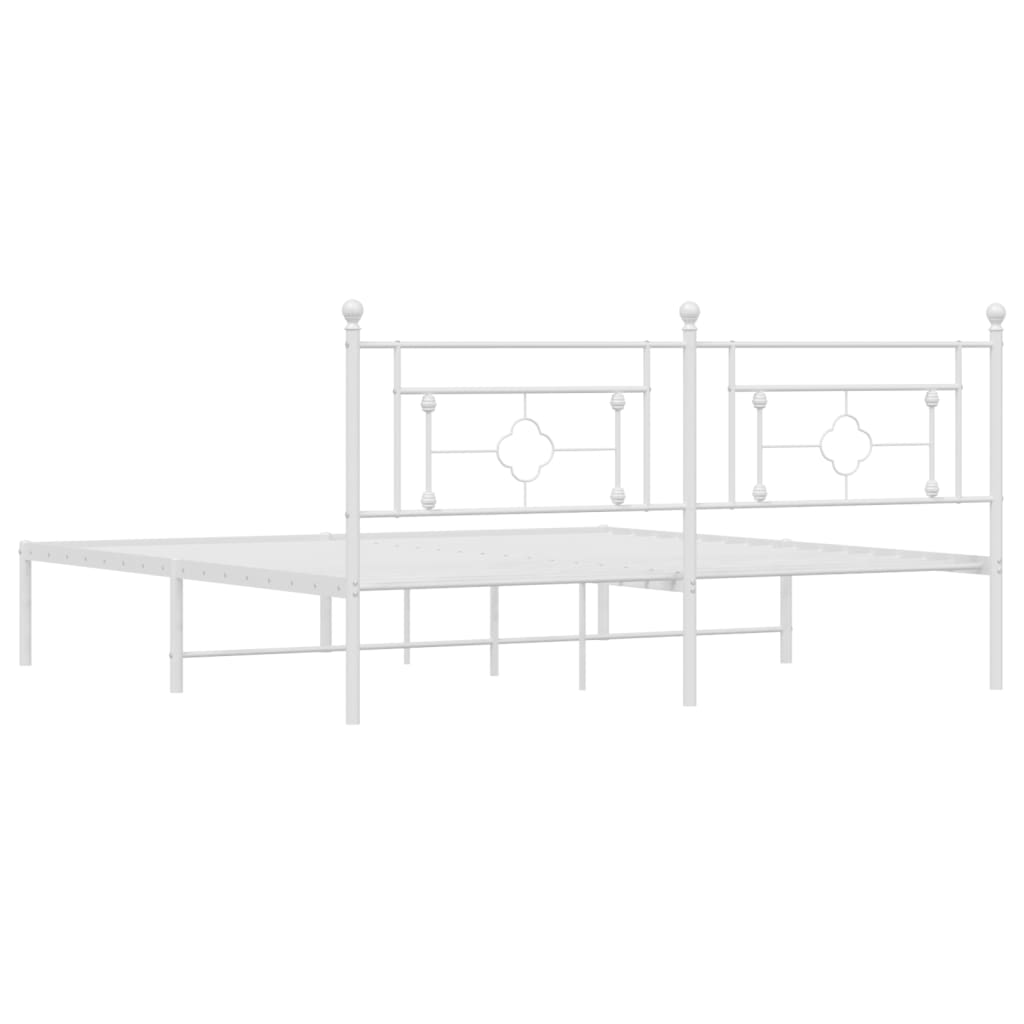 Metal Bed Frame without Mattress with Headboard White 183x213cm