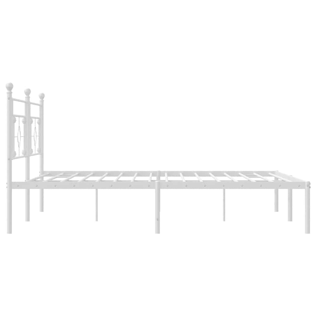 Metal Bed Frame without Mattress with Headboard White 193x203cm