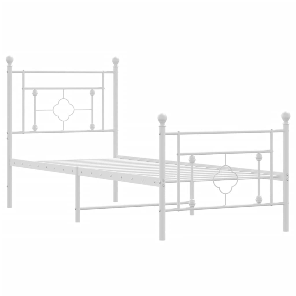 Metal Bed Frame without Mattress with Footboard White 80x200cm
