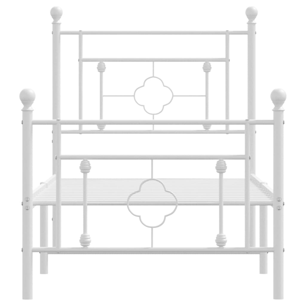 Metal Bed Frame without Mattress with Footboard White 80x200cm