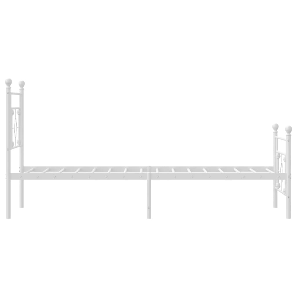 Metal Bed Frame without Mattress with Footboard White 100x190cm