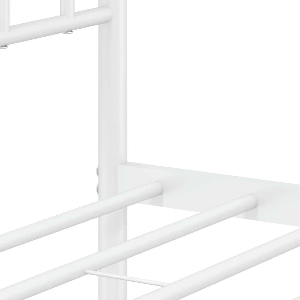 Metal Bed Frame without Mattress with Footboard White 100x190cm
