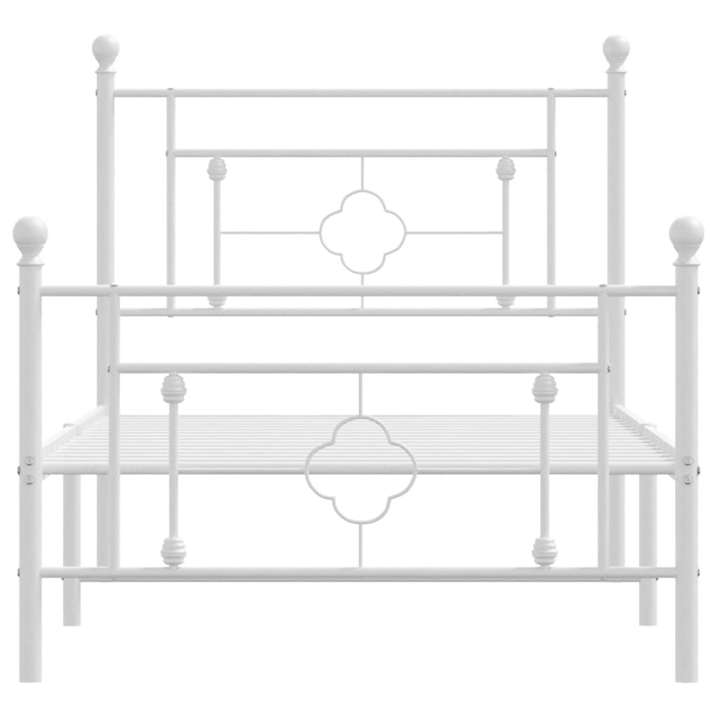 Metal Bed Frame without Mattress with Footboard White 100x200cm