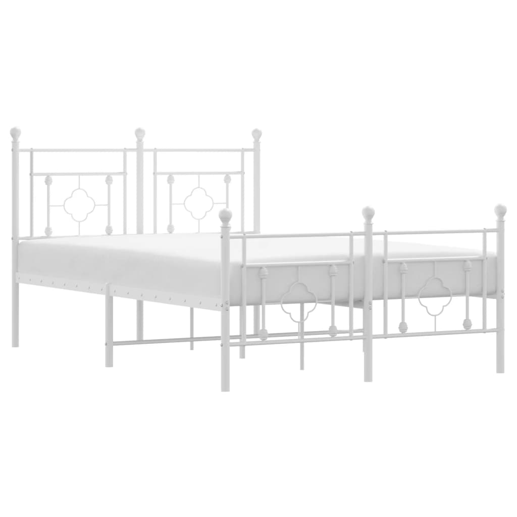 Metal Bed Frame without Mattress with Footboard White 120x190cm