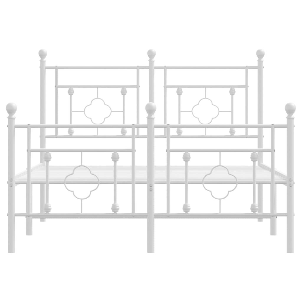 Metal Bed Frame without Mattress with Footboard White 120x190cm