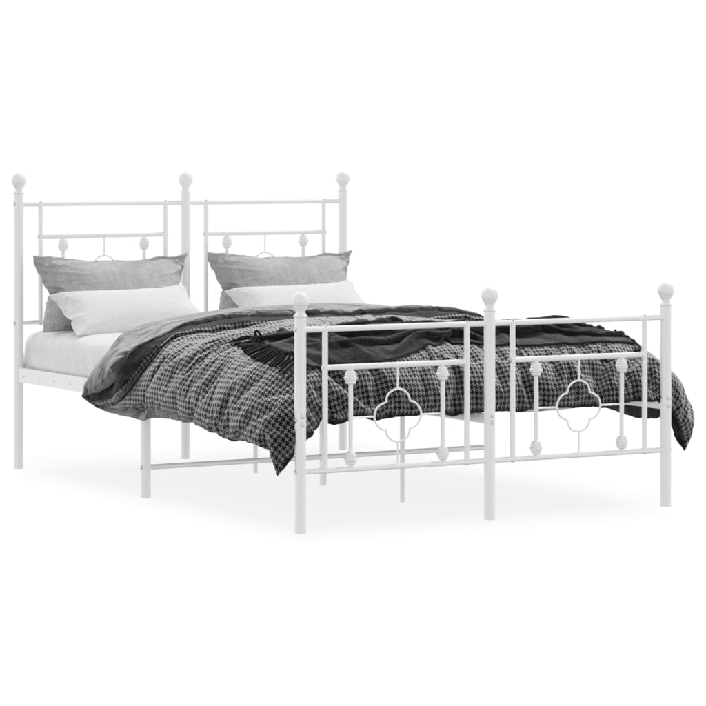 Metal Bed Frame without Mattress with Footboard White 120x200cm
