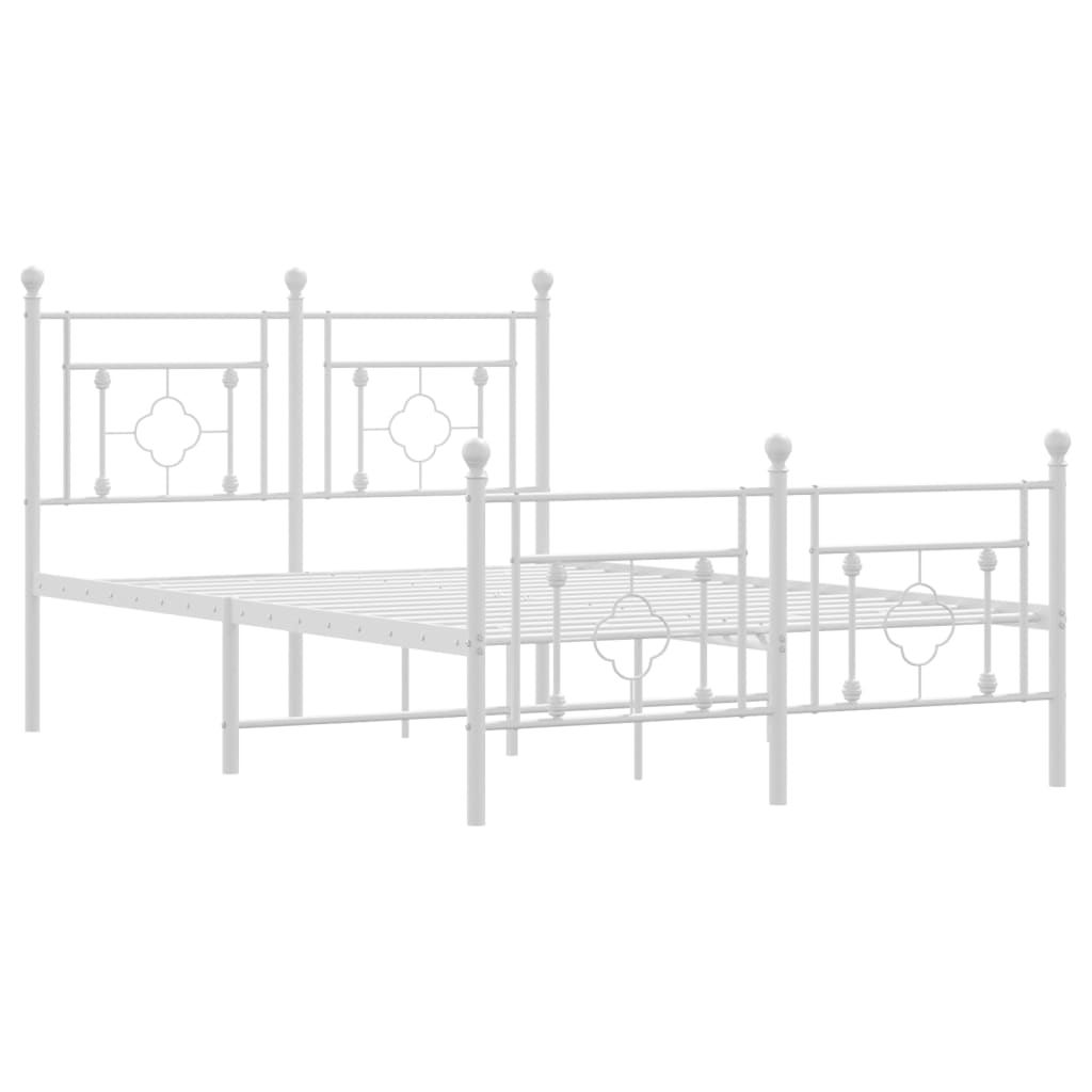 Metal Bed Frame without Mattress with Footboard White 120x200cm