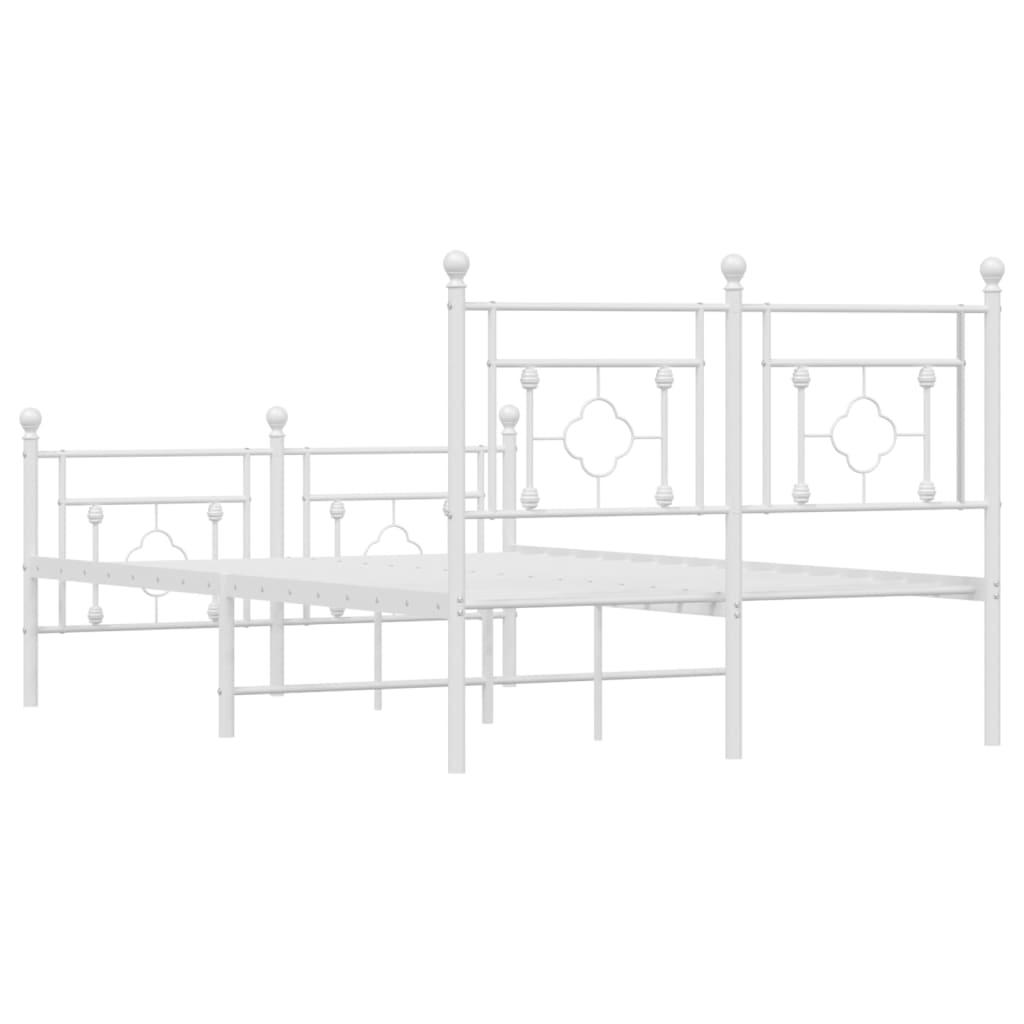 Metal Bed Frame without Mattress with Footboard White 120x200cm