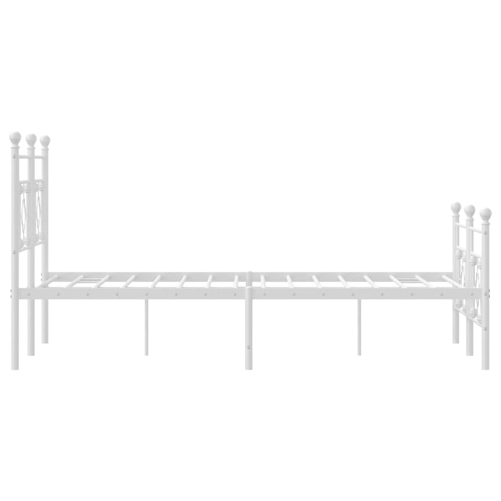 Metal Bed Frame without Mattress with Footboard White 135x190cm