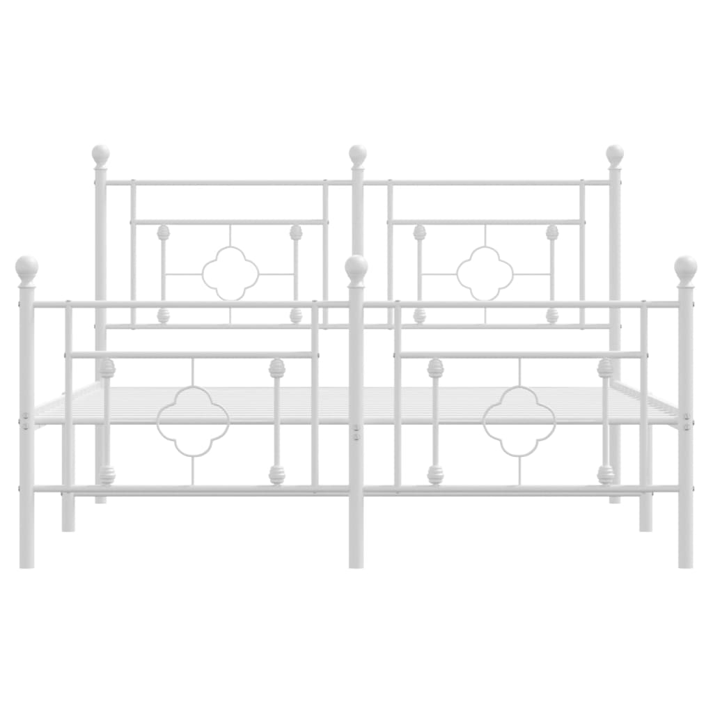 Metal Bed Frame without Mattress with Footboard White 140x190cm
