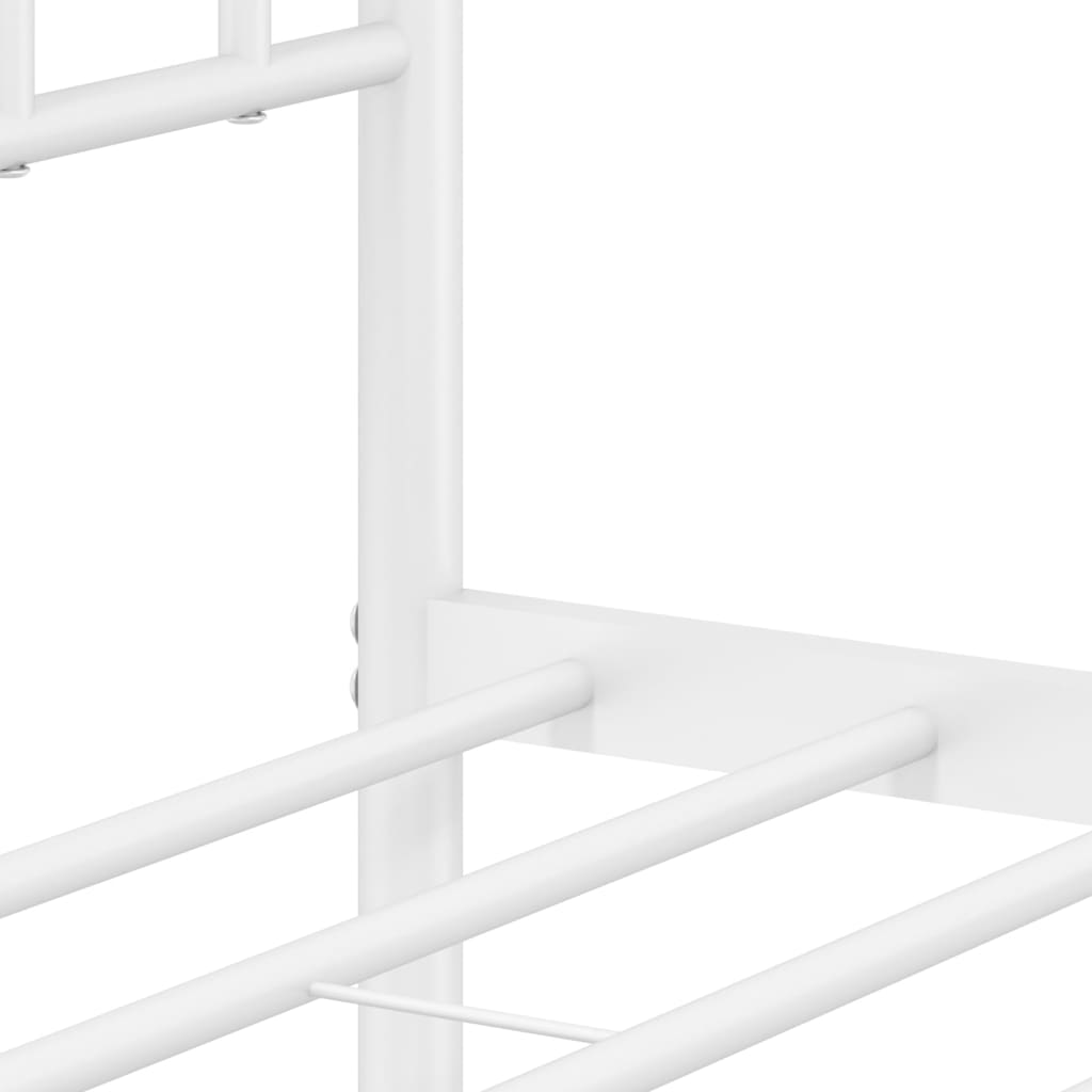 Metal Bed Frame without Mattress with Footboard White 140x190cm