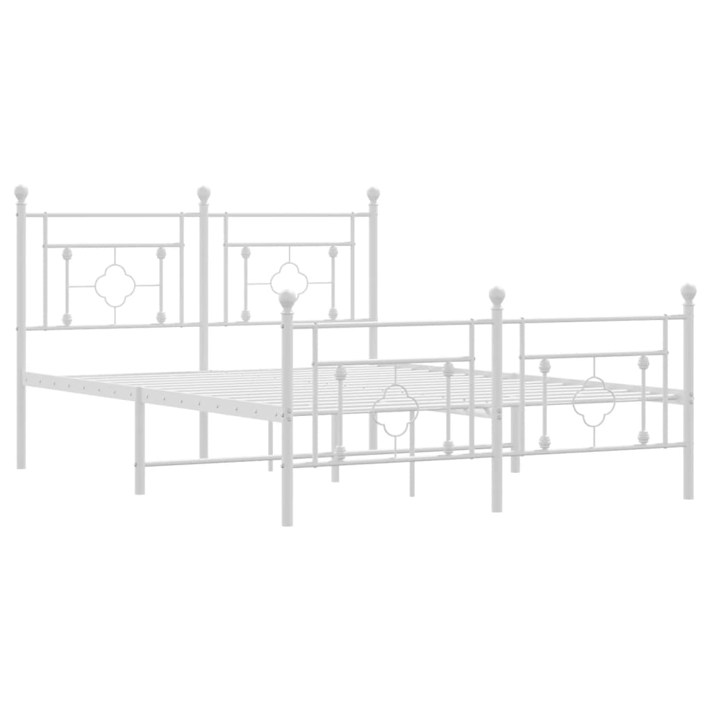 Metal Bed Frame without Mattress with Footboard White 140x200cm