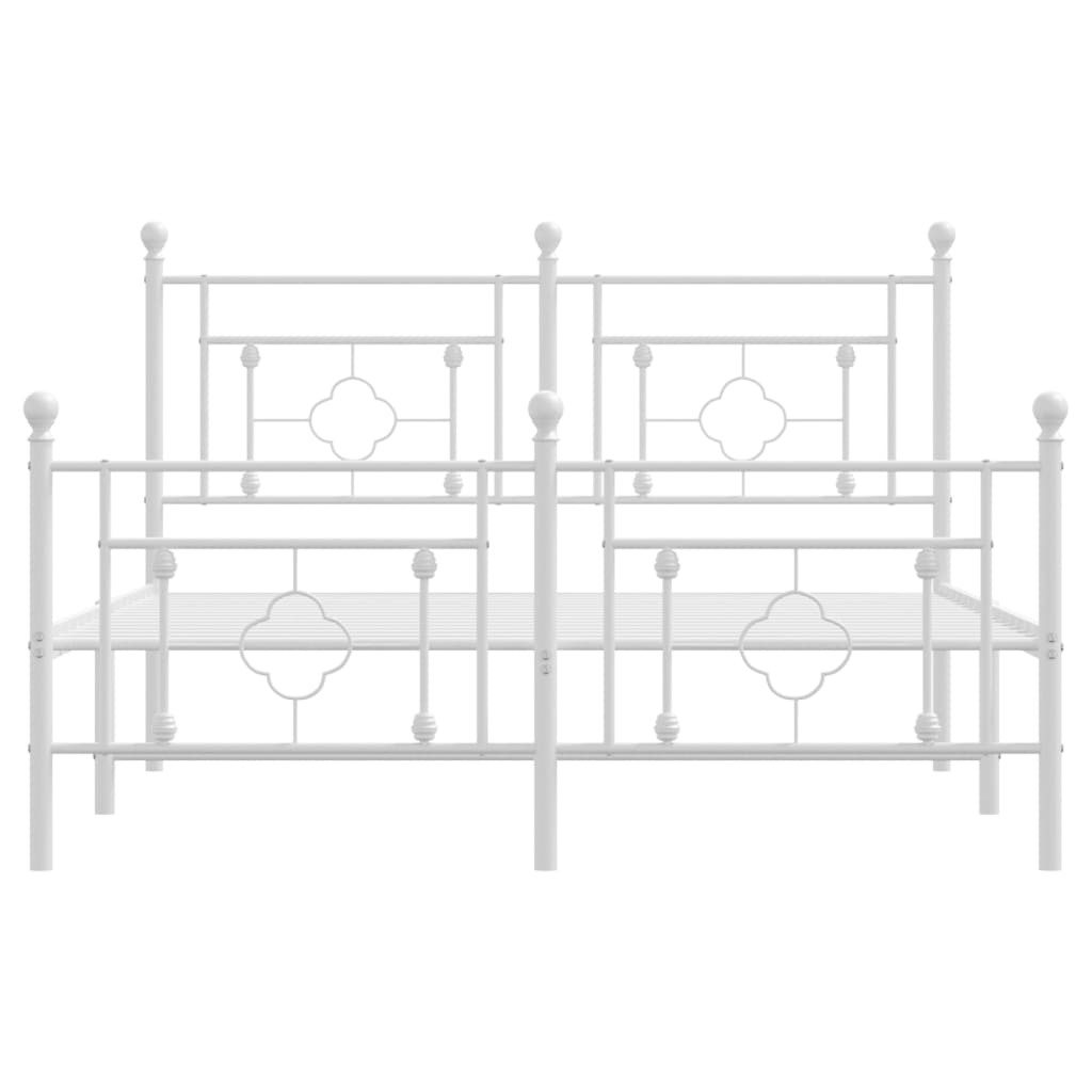Metal Bed Frame without Mattress with Footboard White 140x200cm