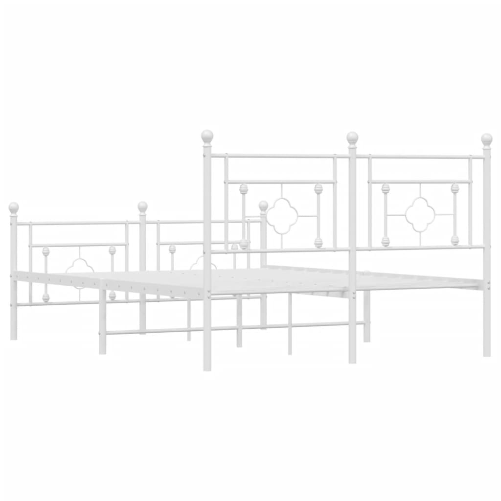 Metal Bed Frame without Mattress with Footboard White 140x200cm