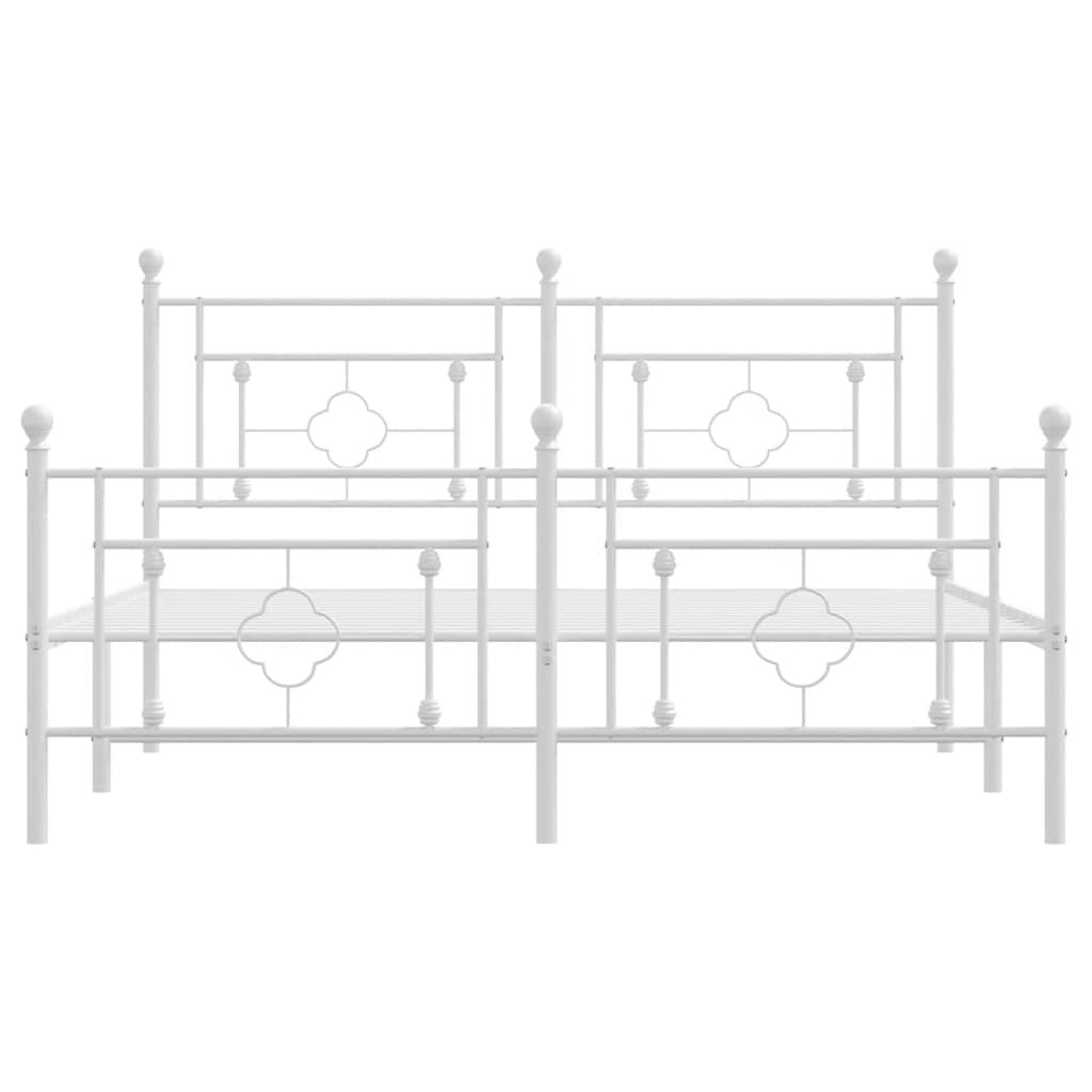 Metal Bed Frame without Mattress with Footboard White 150x200cm
