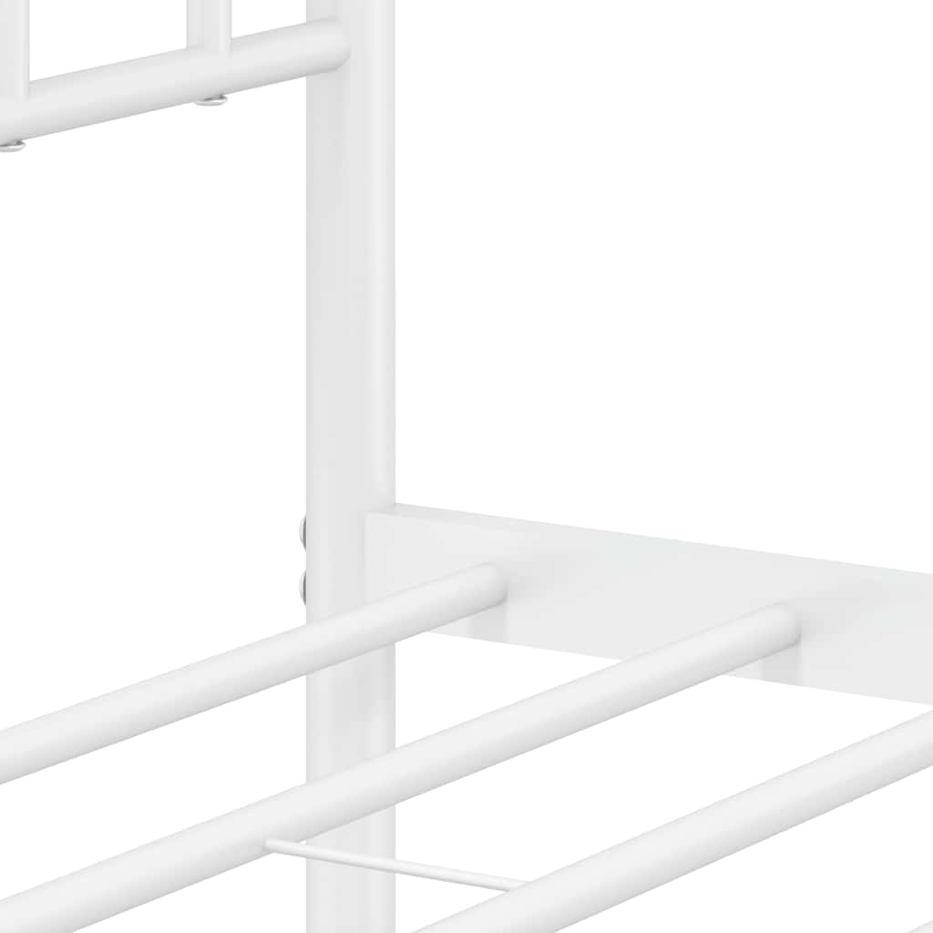 Metal Bed Frame without Mattress with Footboard White 150x200cm