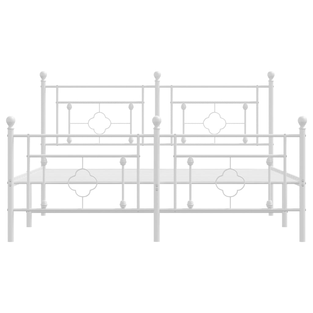 Metal Bed Frame without Mattress with Footboard White 160x200cm