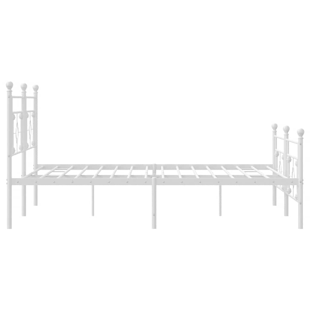 Metal Bed Frame without Mattress with Footboard White 193x203cm