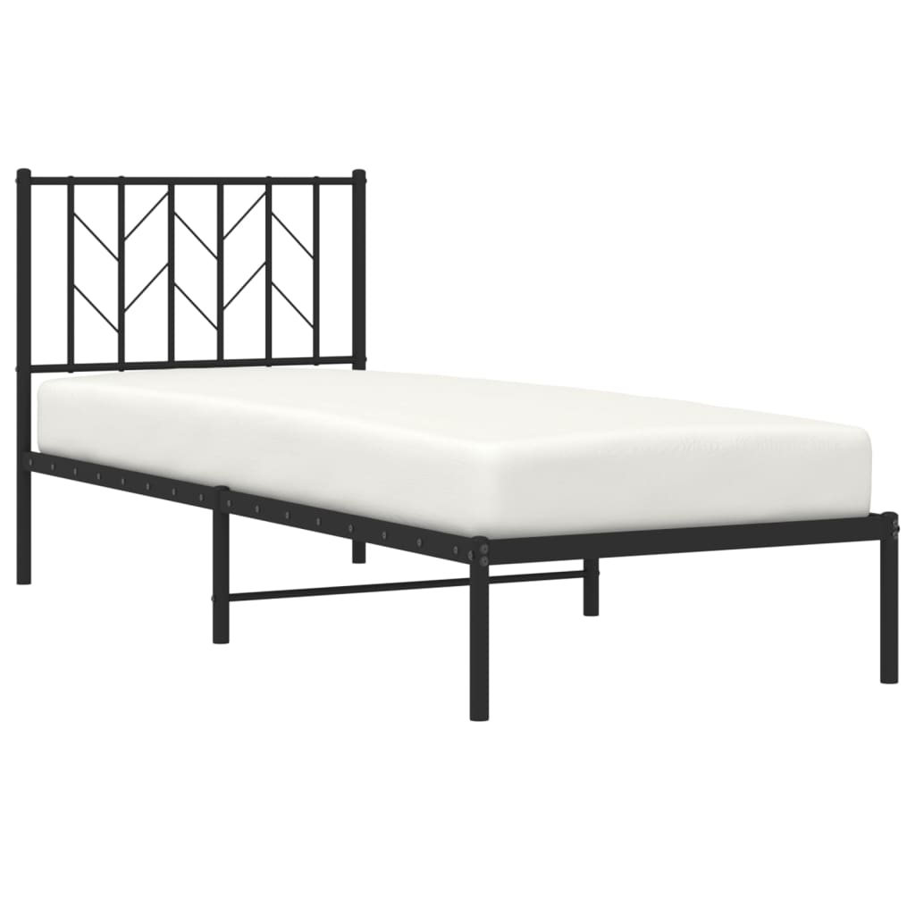 Metal Bed Frame without Mattress with Headboard Black 80x200cm