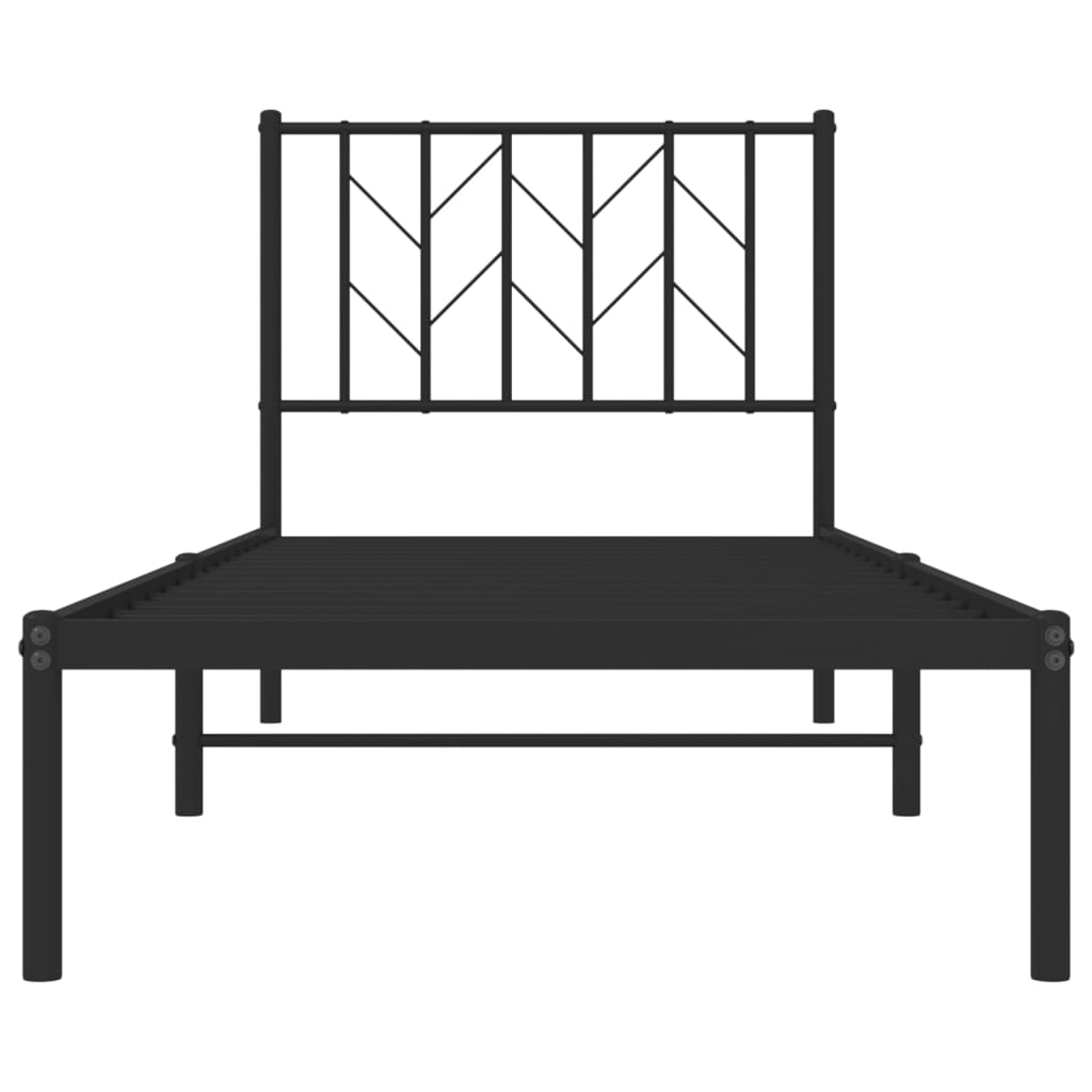 Metal Bed Frame without Mattress with Headboard Black 80x200cm