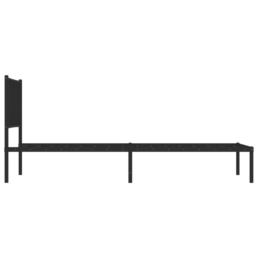 Metal Bed Frame without Mattress with Headboard Black 107x203cm