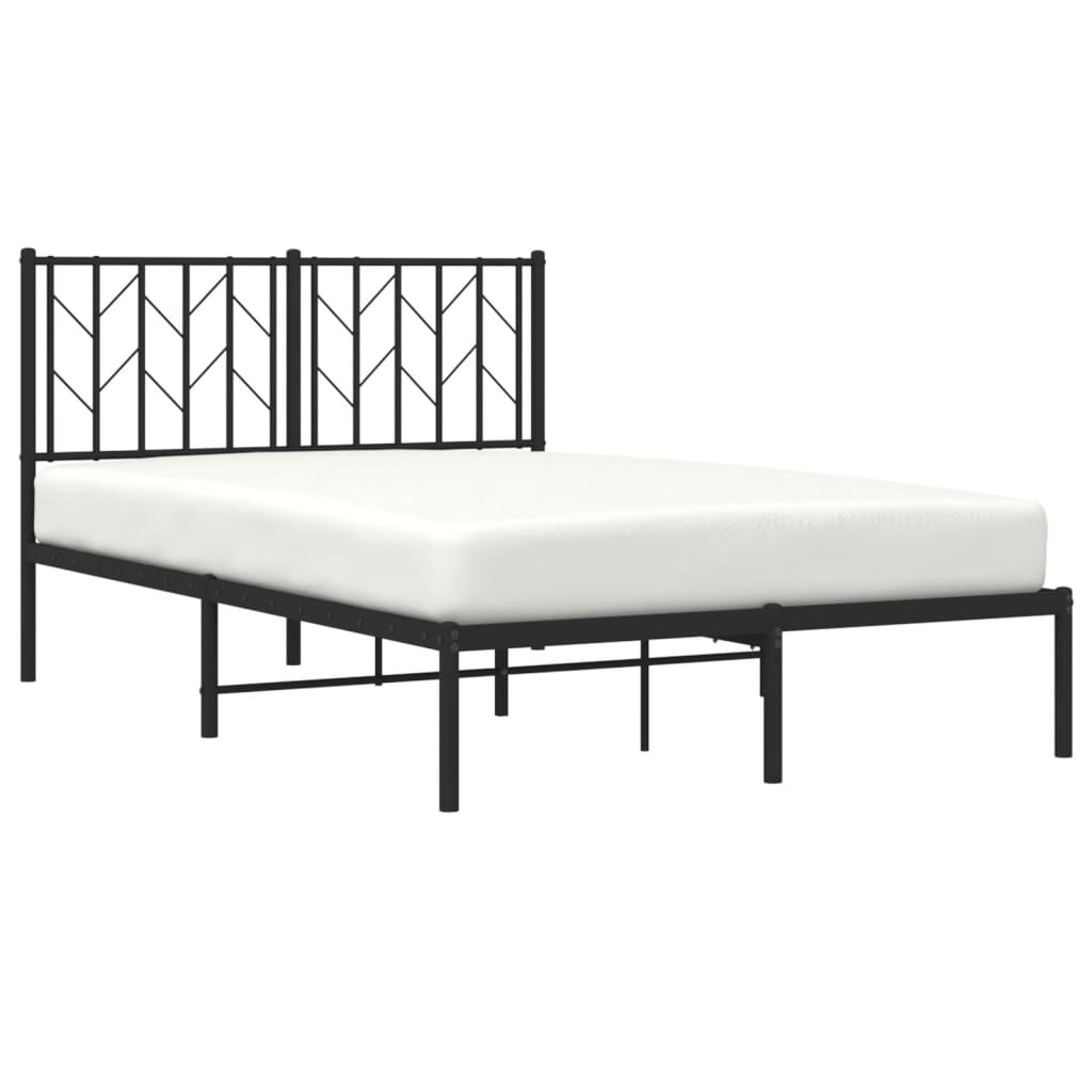 Metal Bed Frame without Mattress with Headboard Black 120x190cm