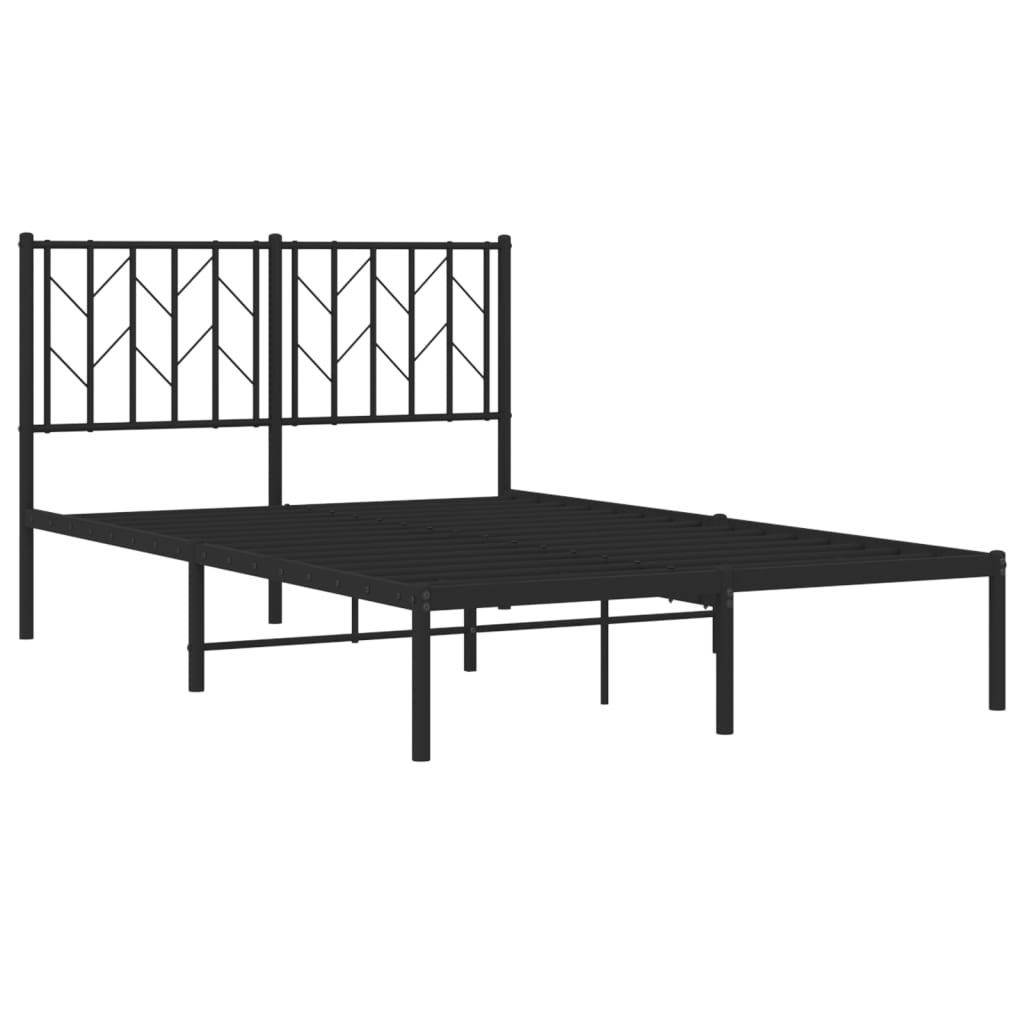 Metal Bed Frame without Mattress with Headboard Black 120x190cm