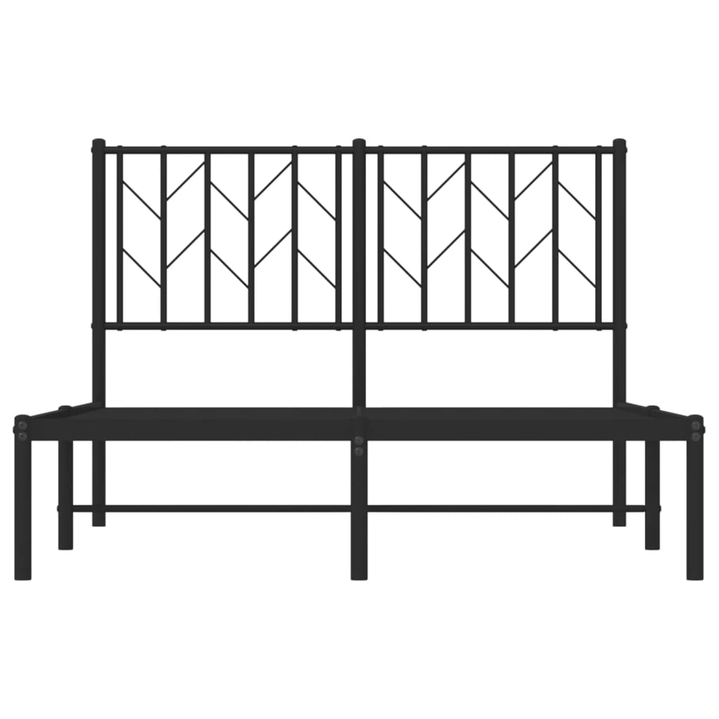 Metal Bed Frame without Mattress with Headboard Black 120x190cm