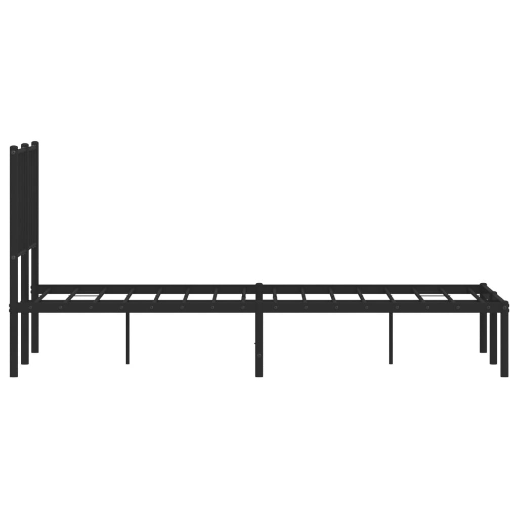 Metal Bed Frame without Mattress with Headboard Black 120x190cm