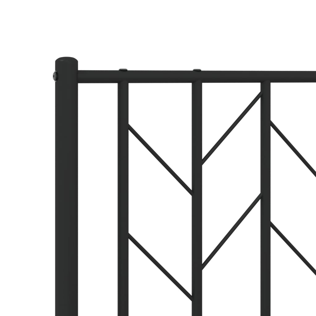 Metal Bed Frame without Mattress with Headboard Black 120x190cm