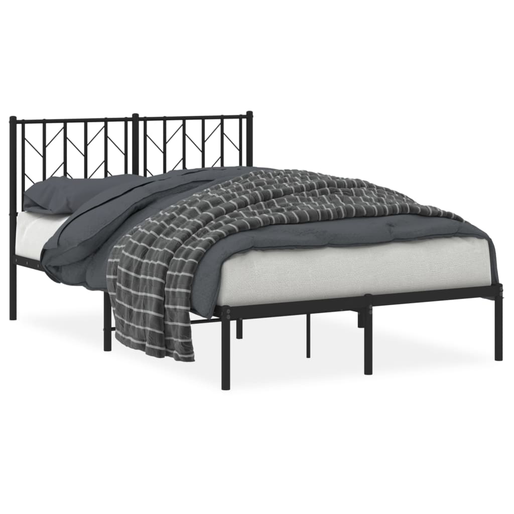 Metal Bed Frame without Mattress with Headboard Black 120x200cm