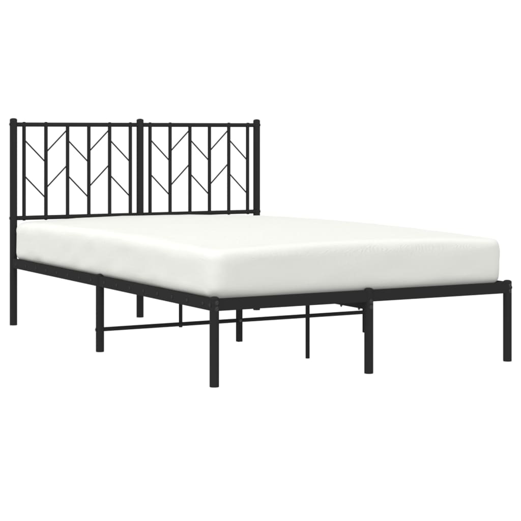 Metal Bed Frame without Mattress with Headboard Black 120x200cm