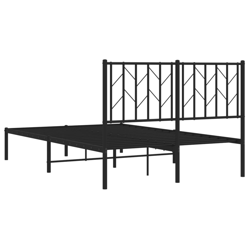 Metal Bed Frame without Mattress with Headboard Black 120x200cm