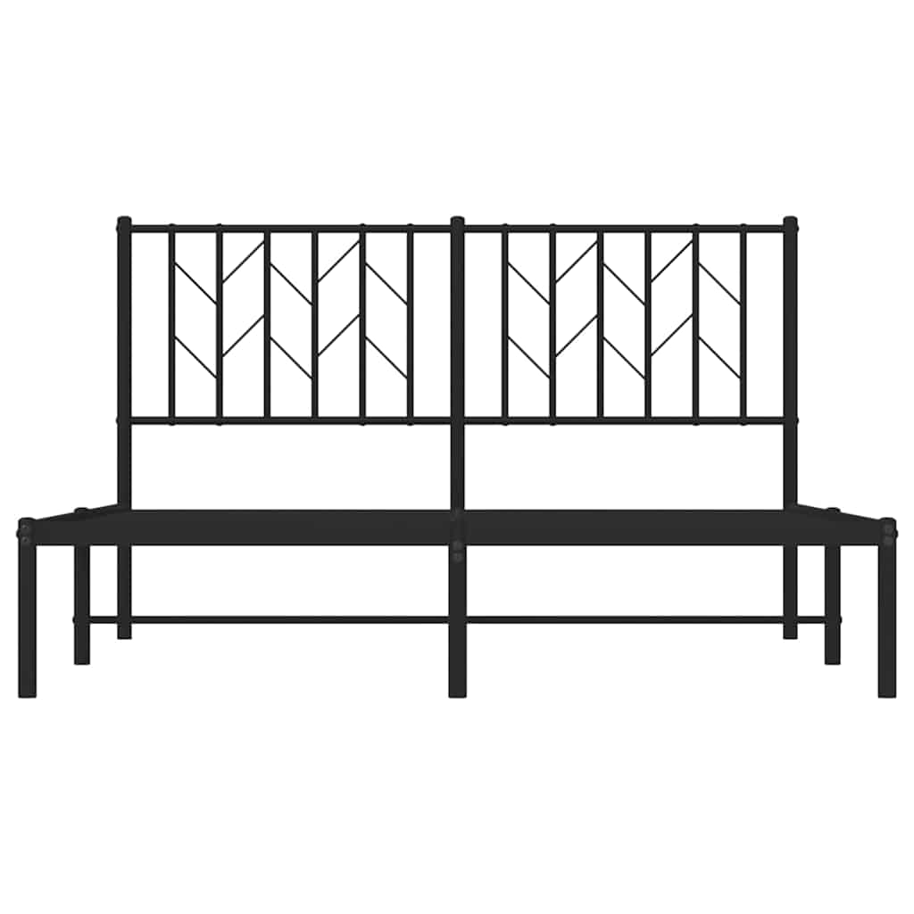 Metal Bed Frame without Mattress with Headboard Black 140x190cm