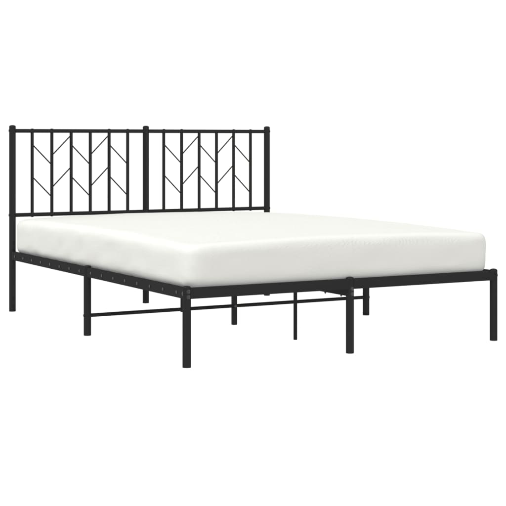 Metal Bed Frame without Mattress with Headboard Black 140x200cm