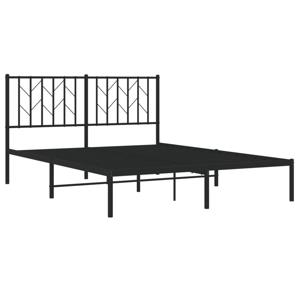 Metal Bed Frame without Mattress with Headboard Black 140x200cm