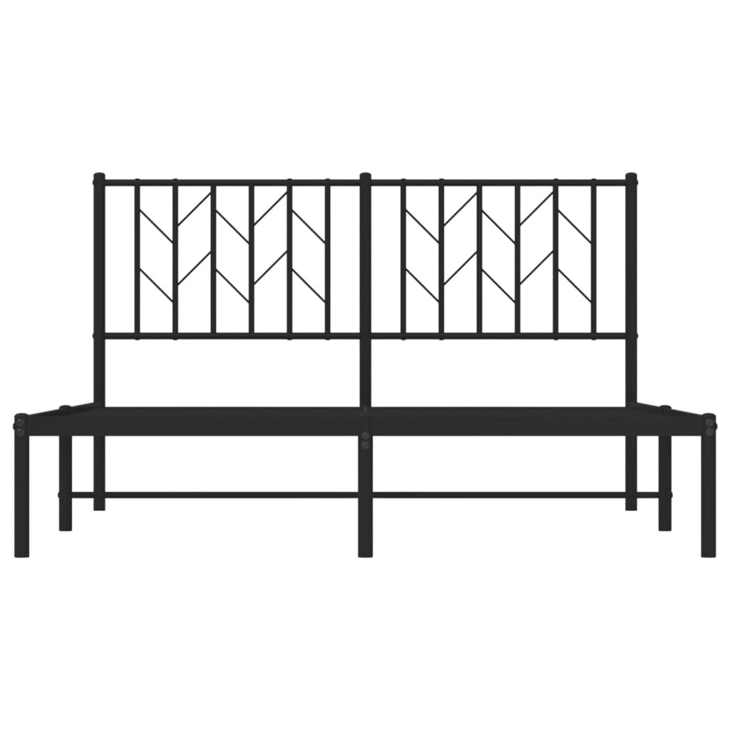 Metal Bed Frame without Mattress with Headboard Black 140x200cm