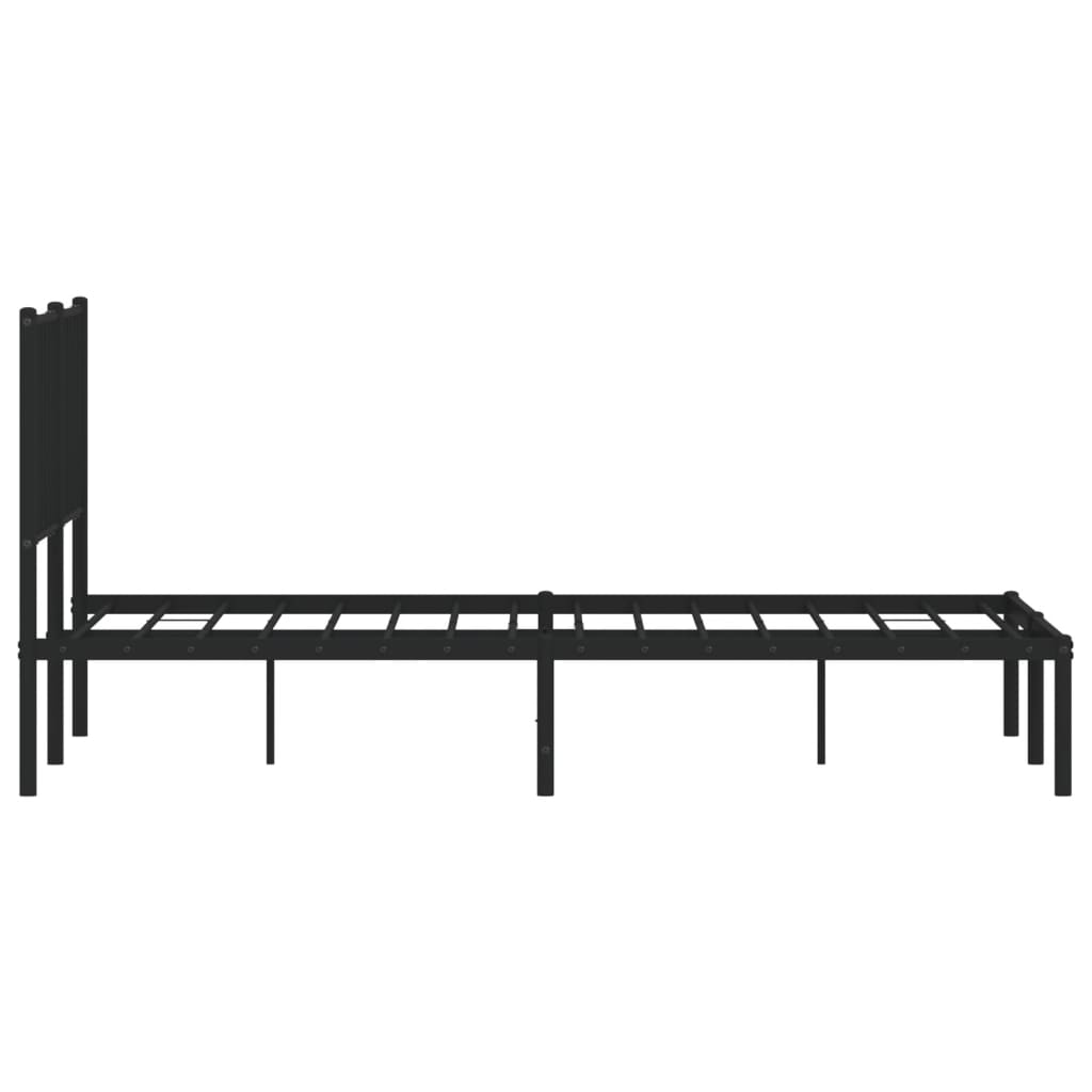 Metal Bed Frame without Mattress with Headboard Black 140x200cm